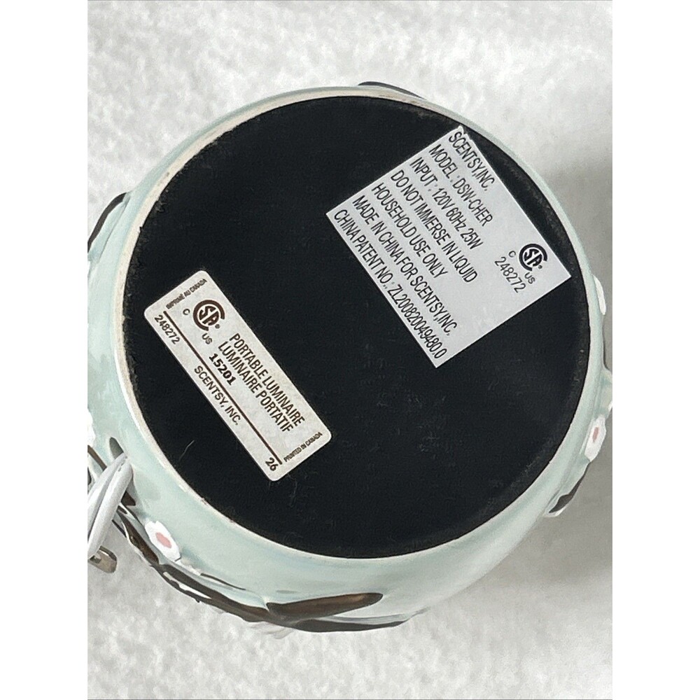 Scentsy Aqua Blue Cherry Blossom Portable Electric Wax Warmer Retired Boho Decor - Picture 6 of 6